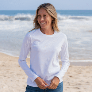 Womens Long Sleeve Crew Neck – White